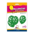 Palloncini 12" (30cm) verde 13 con stampa bianca globo Pois, 10pz.
