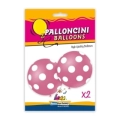 Palloncini 33" (86cm) rosa 26 con stampa bianca globo Pois, 2pz.