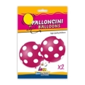 Palloncini 33" (86cm) fucsia 07 con stampa bianca globo Pois, 2pz.
