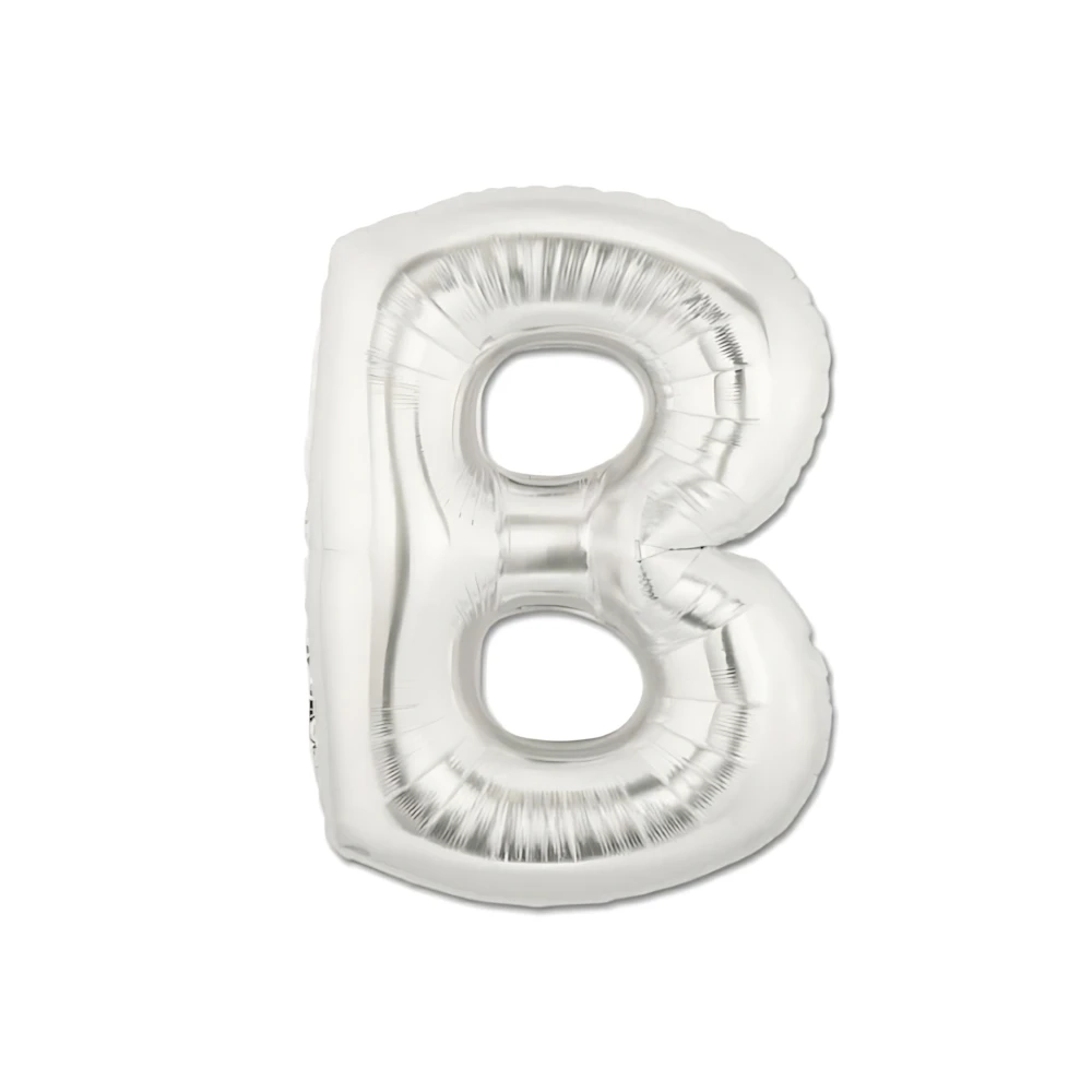 Palloncini Lettera B Argento mini shape 14" (35cm) in mylar, 5pz.