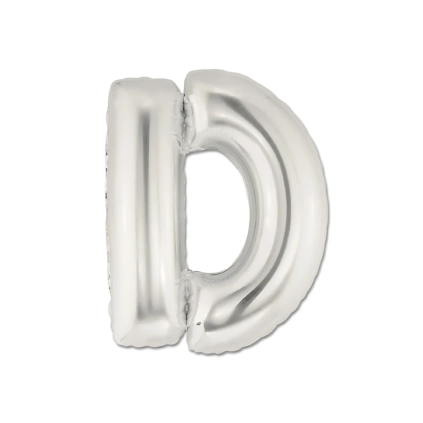 Palloncini Lettera D Argento mini shape 14" (35cm) in mylar, 5pz.