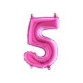 Palloncini numero 5 fucsia mini shape 14" (35cm) in mylar, 5pz.