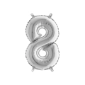 Palloncini numero 8 Argento mini shape 14" (35cm) in mylar, 5pz.