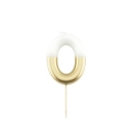 Candelina Metal numero 0 Bianca e Oro 10,5cm, 1pz.