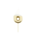 Candelina Metal numero 6 Bianca e Oro 10,5cm, 1pz.