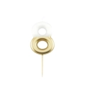 Candelina Metal numero 8 Bianca e Oro 10,5cm, 1pz.