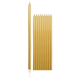 Candeline stelo Oro 15,5cm con base, 10pz.