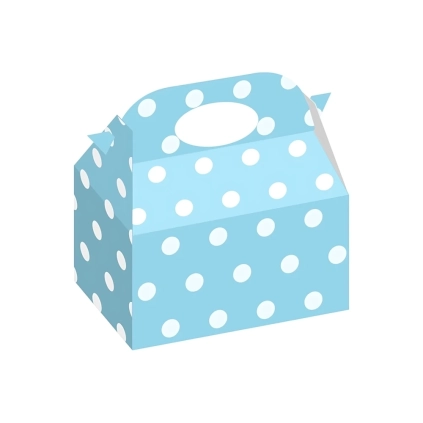 Scatole regalo Celeste con Pois Bianchi in cartoncino con maniglia, 12pz.