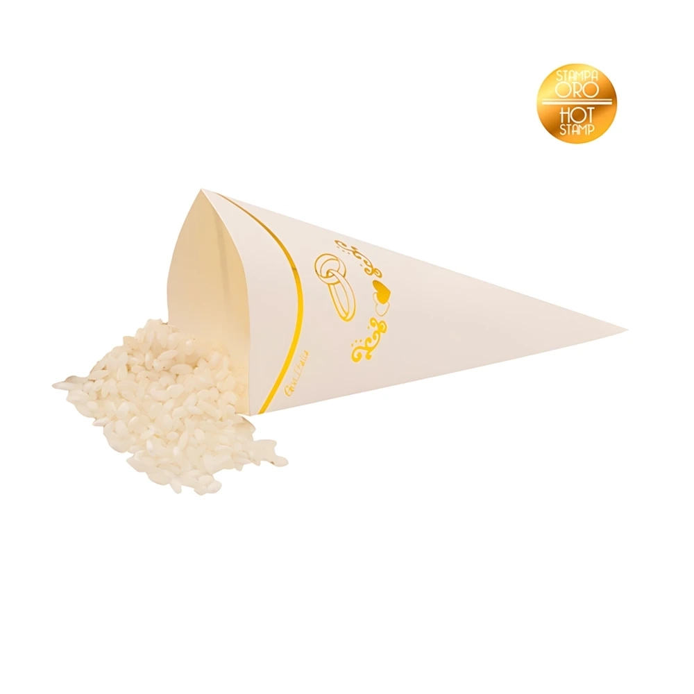Coni portaconfetti Wedding oro 8x17 cm | Set 10 pz