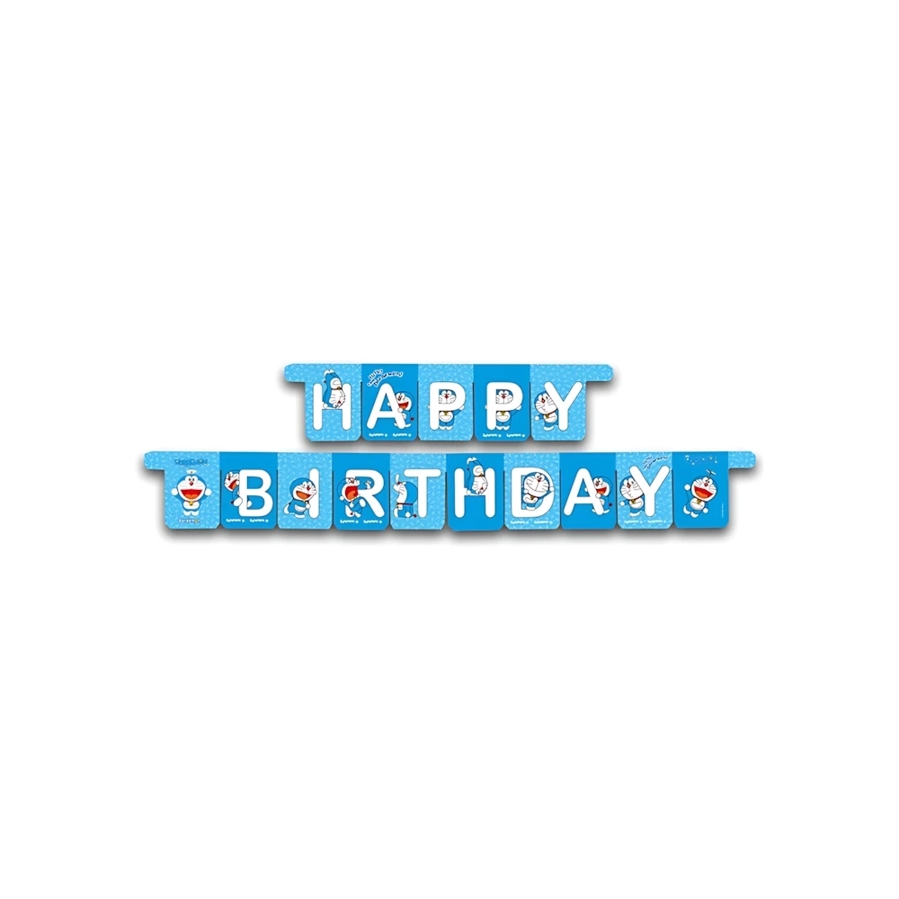 Festone bandierine Happy Birthday Doraemon, 1pz.