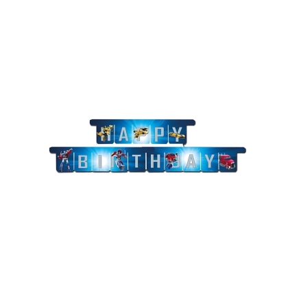 Festone bandierine Happy Birthday Transformers, 1pz.