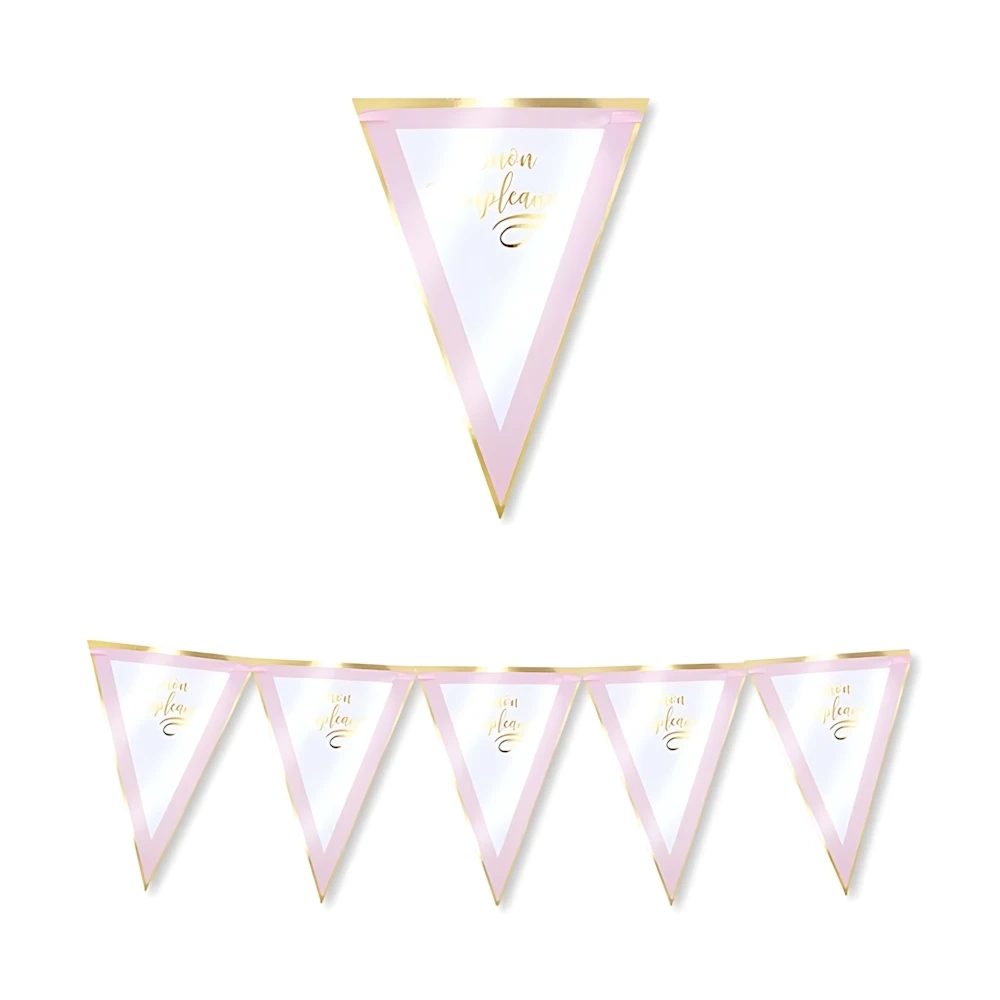 Festone bandierine Buon Compleanno Chic Rosa in cartoncino, 1pz.