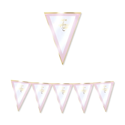 Festone bandierine Buon Compleanno Chic Rosa in cartoncino, 1pz.