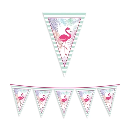 Festone bandierine Flamingo in plastica, 1pz.