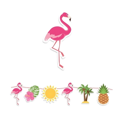 Festone bandierine maxi Flamingo Party, 1pz.