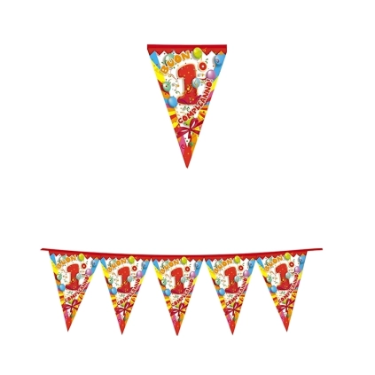 Festone bandierine Buon 1° Compleanno in Plastica, 1pz.
