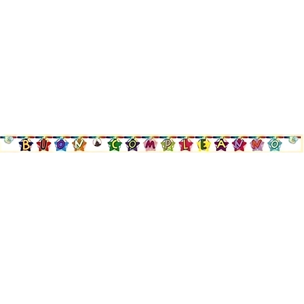 Festone bandierine stelle con scritta Buon Compleanno, 1pz.