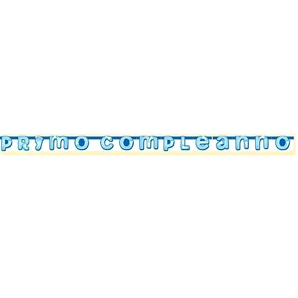 Festone bandierine Primo Compleanno Celeste, 1pz.