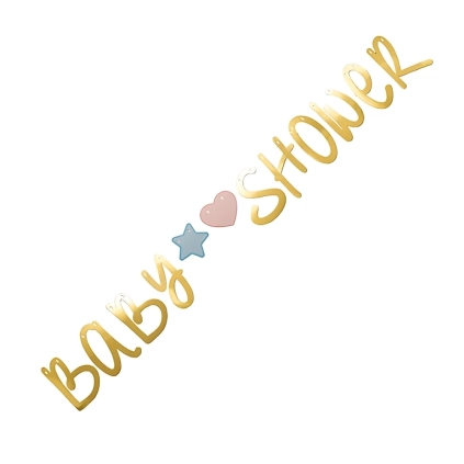 Festone bandierine Baby Shower Oro Lucido, 1pz.