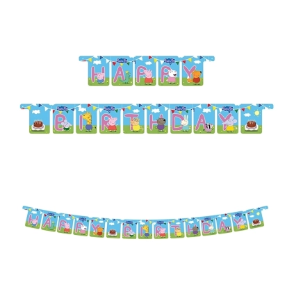 Festone bandierine Happy Birthday Peppa Pig, 1pz.