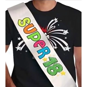 Fascia Super 18enne per compleanno diciotto anni Glitter , 1pz.