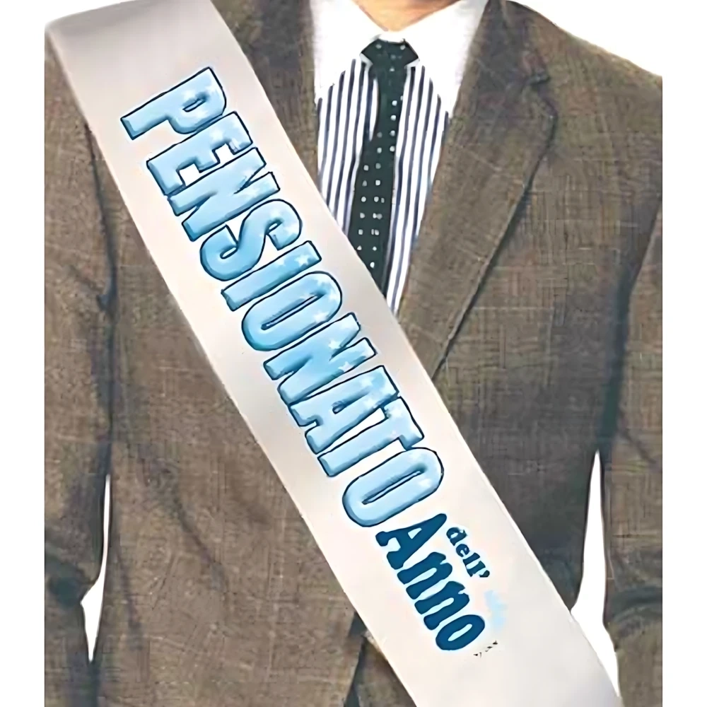 Fascia Pensionato dell'Anno con testo celeste , 1pz.