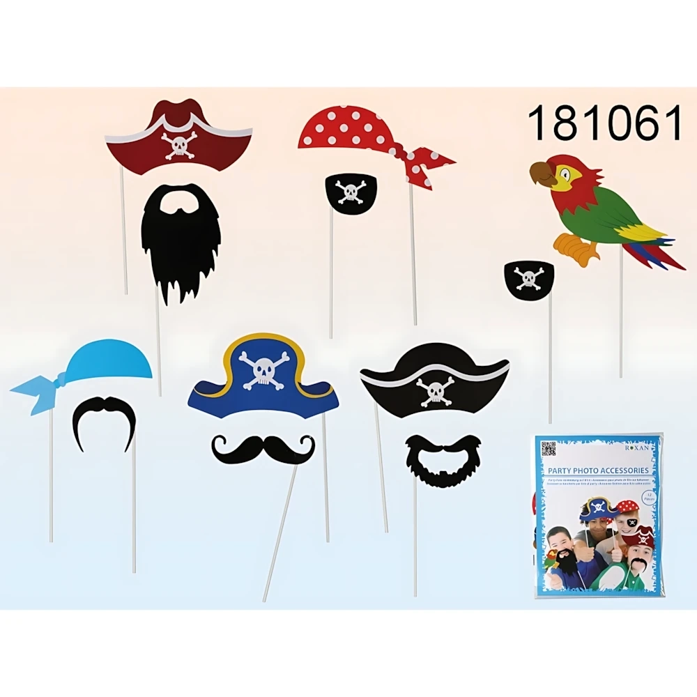 Accessori photo booth Cappello, Pirata, Baffi ecc, 12pz.
