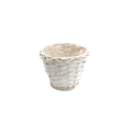 Cesto di vimini intrecciato di colore bianco diametro 12cm altezza 10cm, 1pz.