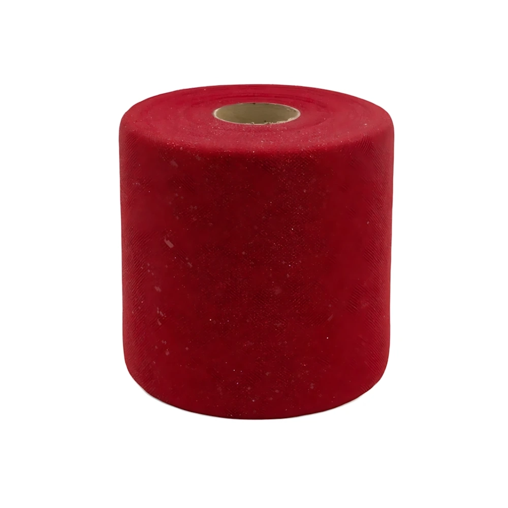 Tulle 12,5Cm x 100mt Rosso Glitter, 1pz.