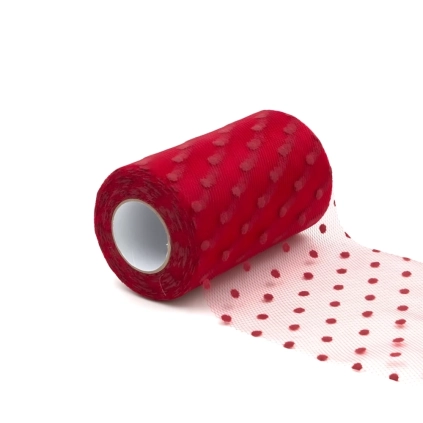 Tulle Pois 12,5Cm x 25mt Rosso, 1pz.
