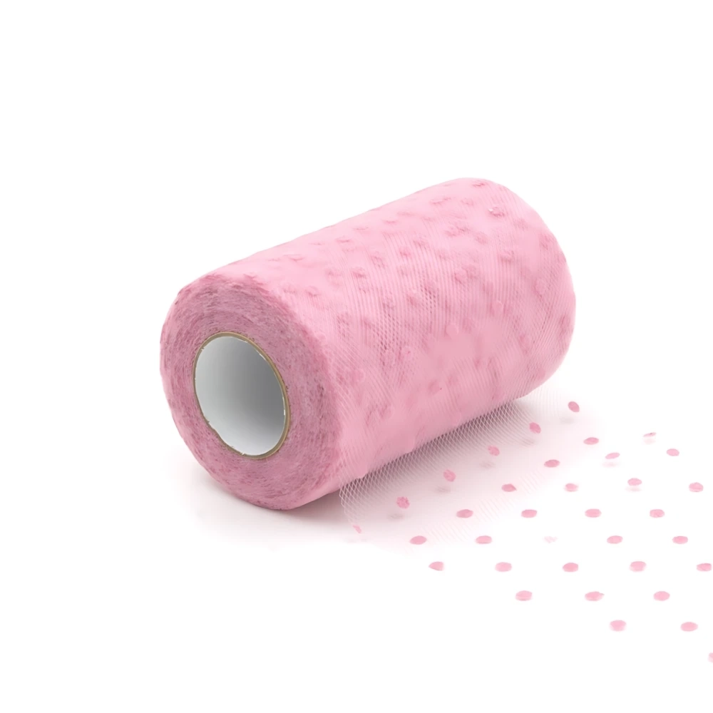 Tulle Pois 12,5Cm x 25mt Rosa, 1pz.
