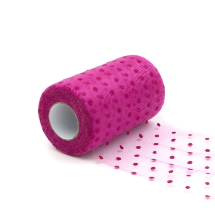 Tulle Pois 12,5Cm x 25mt fuxia, 1pz.
