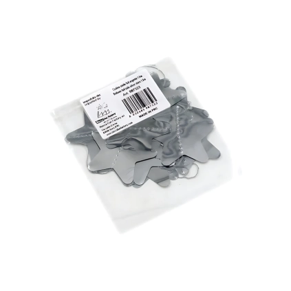 Codina a stelle in mylar-foil color argento 1,6m, 1pz.