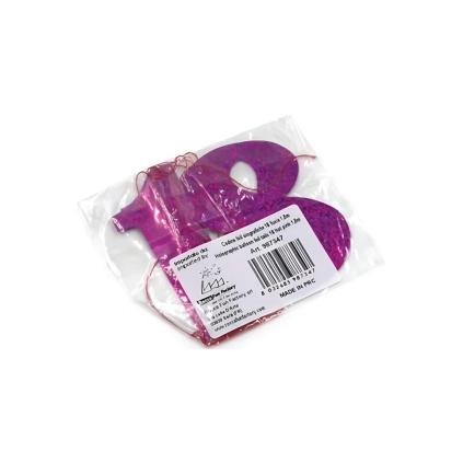 Codina olografiche fucsia con numero 18 in mylar-foil 1,8m, 1pz.
