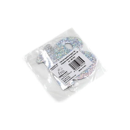 Codina olografiche argento con numero 18 in mylar-foil 1,8m, 1pz.