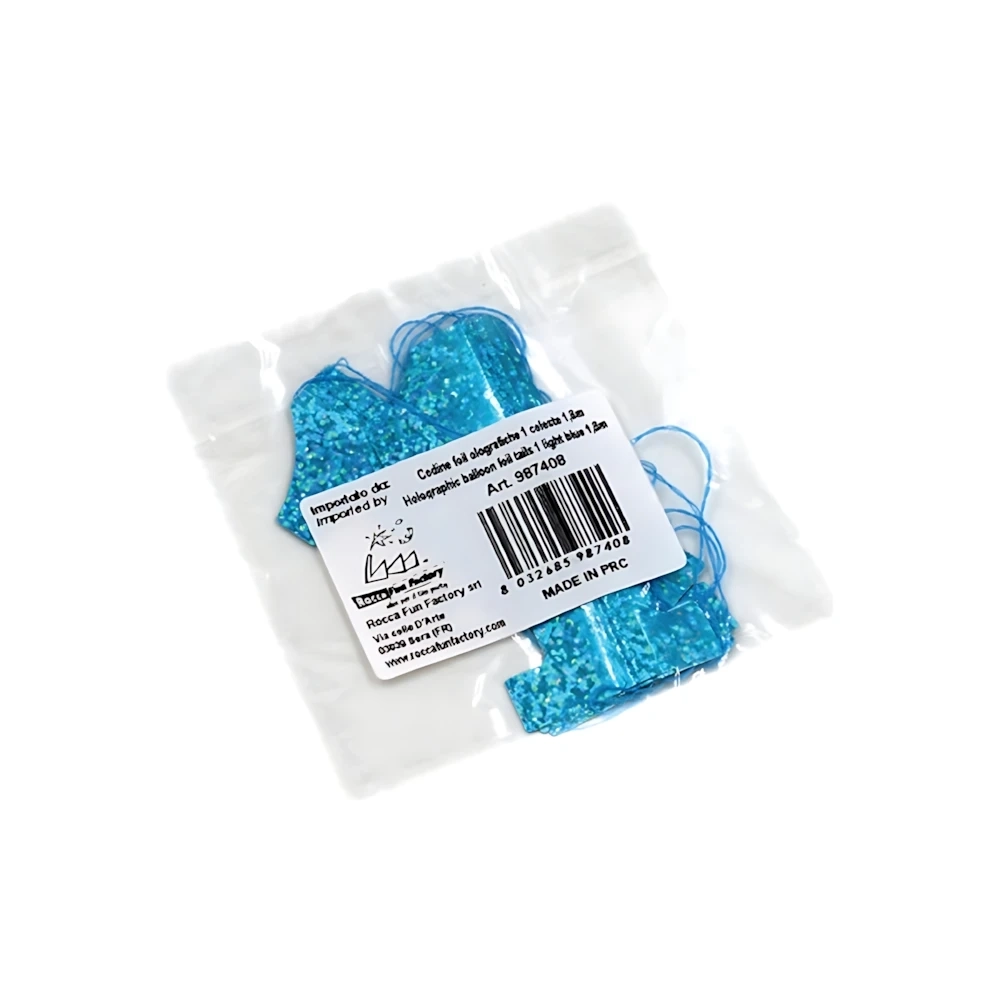 Codina olografiche celeste con numero 1 in mylar-foil 1,8m, 1pz.