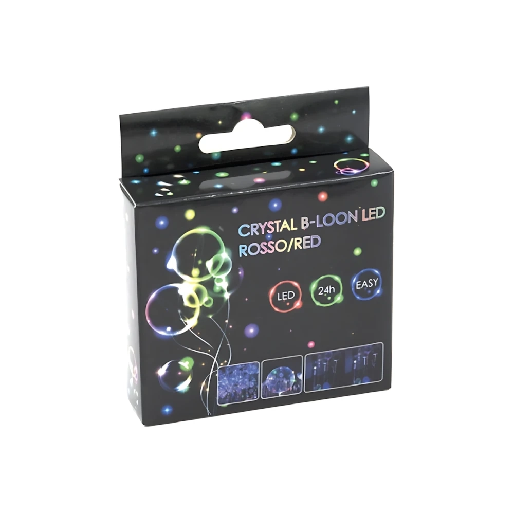 Filo 3mt con micro led a batteria rosso e pallone, 1pz.