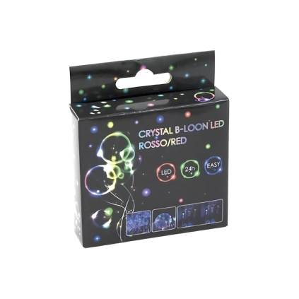 Filo 3mt con micro led a batteria rosso e pallone, 1pz.