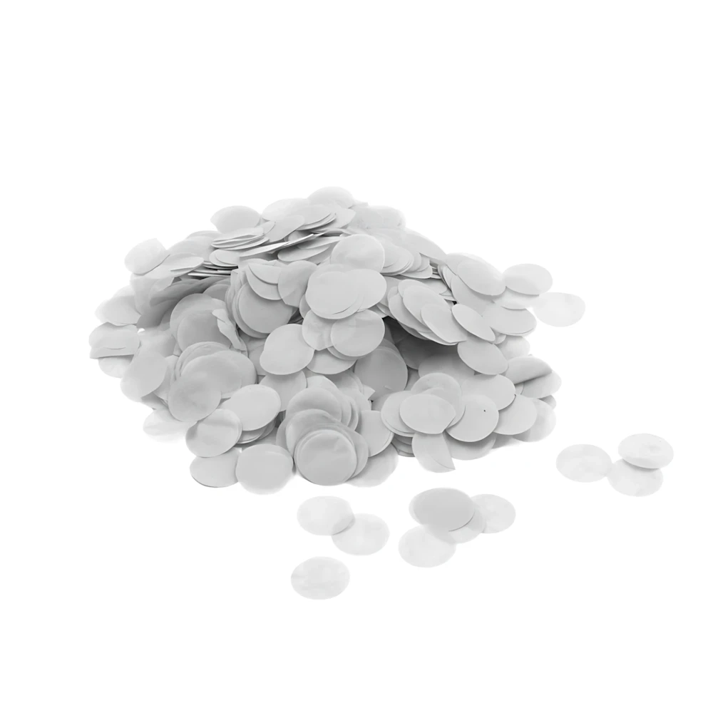 Coriandoli di carta colore bianco 1,8cm, 1 bustina da 15g.