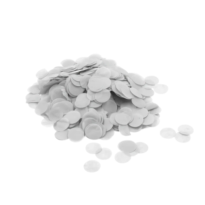 Coriandoli di carta colore bianco 1,8cm, 1 bustina da 15g.