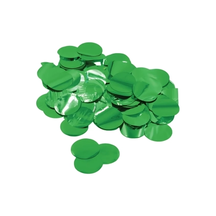 Coriandoli verde metal per palloncini 2,3cm, 1 bustina da 15g.