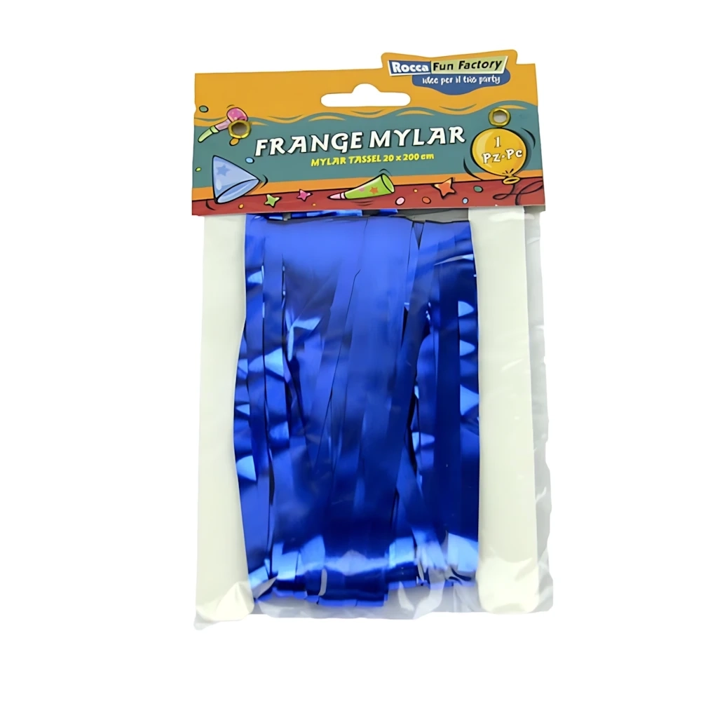 Frange in Mylar blu con adesivo, 1pz.