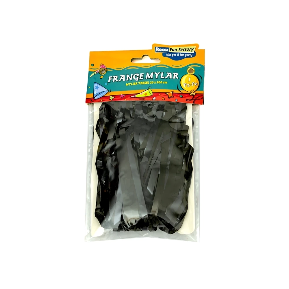 Frange in Mylar nero con adesivo, 1pz.