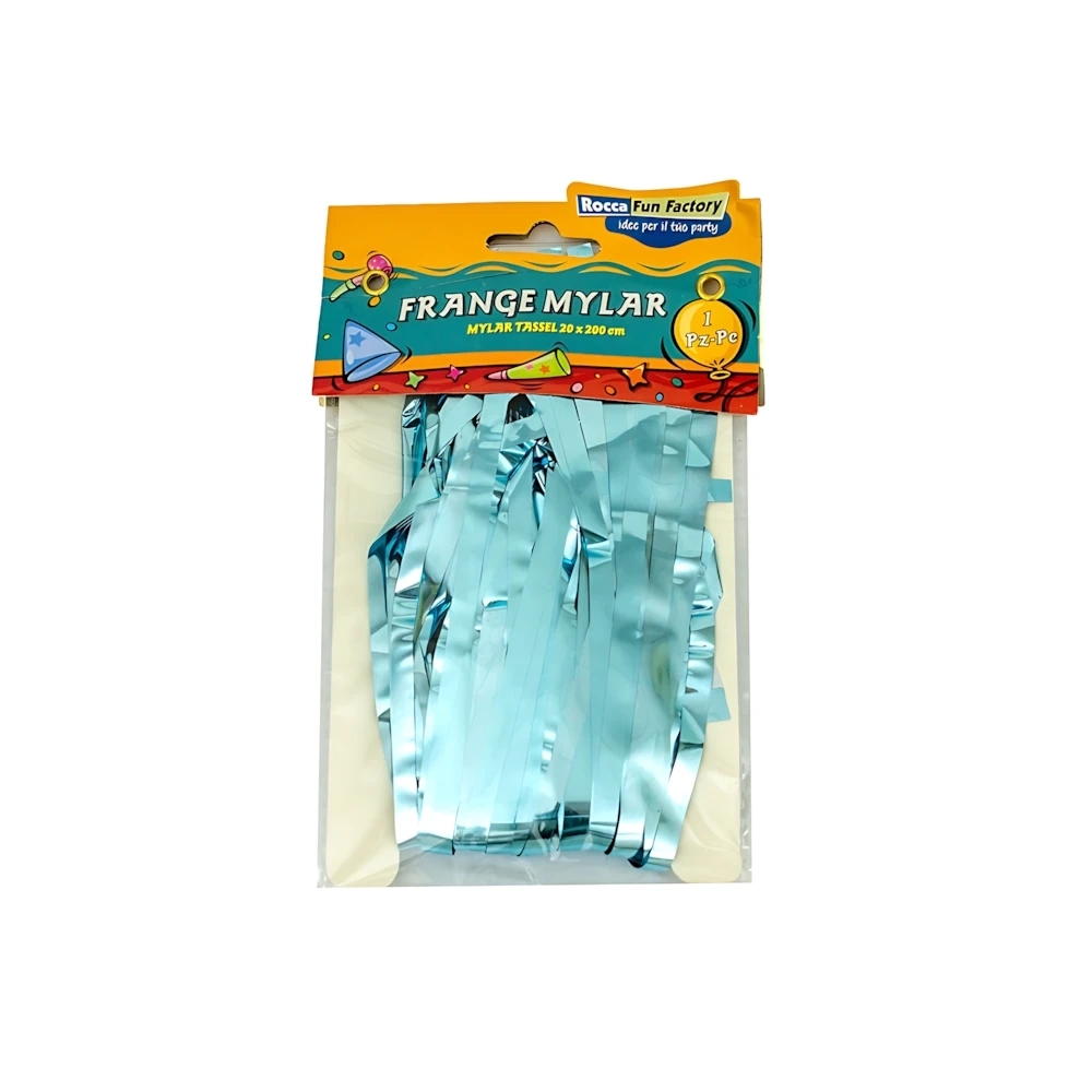 Frange in Mylar celeste con adesivo, 1pz.