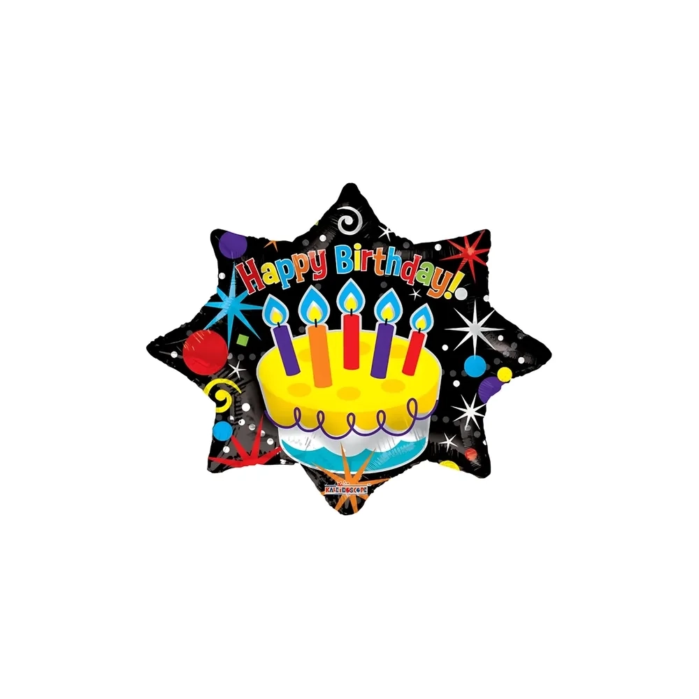 Palloncino Happy Birthday Party Explosion super shape 28" (71cm) in mylar, 1pz.