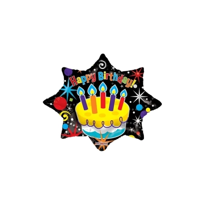 Palloncino Happy Birthday Party Explosion super shape 28" (71cm) in mylar, 1pz.