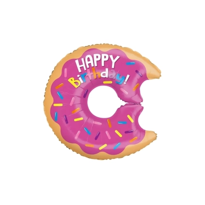 Palloncino Donut Happy Birthday super shape 28" (71cm) in mylar, 1pz.