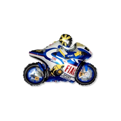 Palloncino moto da Corsa Blu super shape 33" (83cm) in mylar, 1pz.