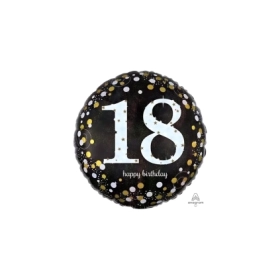 Palloncino Happy Birthday 18 Anni Scintillante standard shape 18" (45cm) in mylar, 1pz.