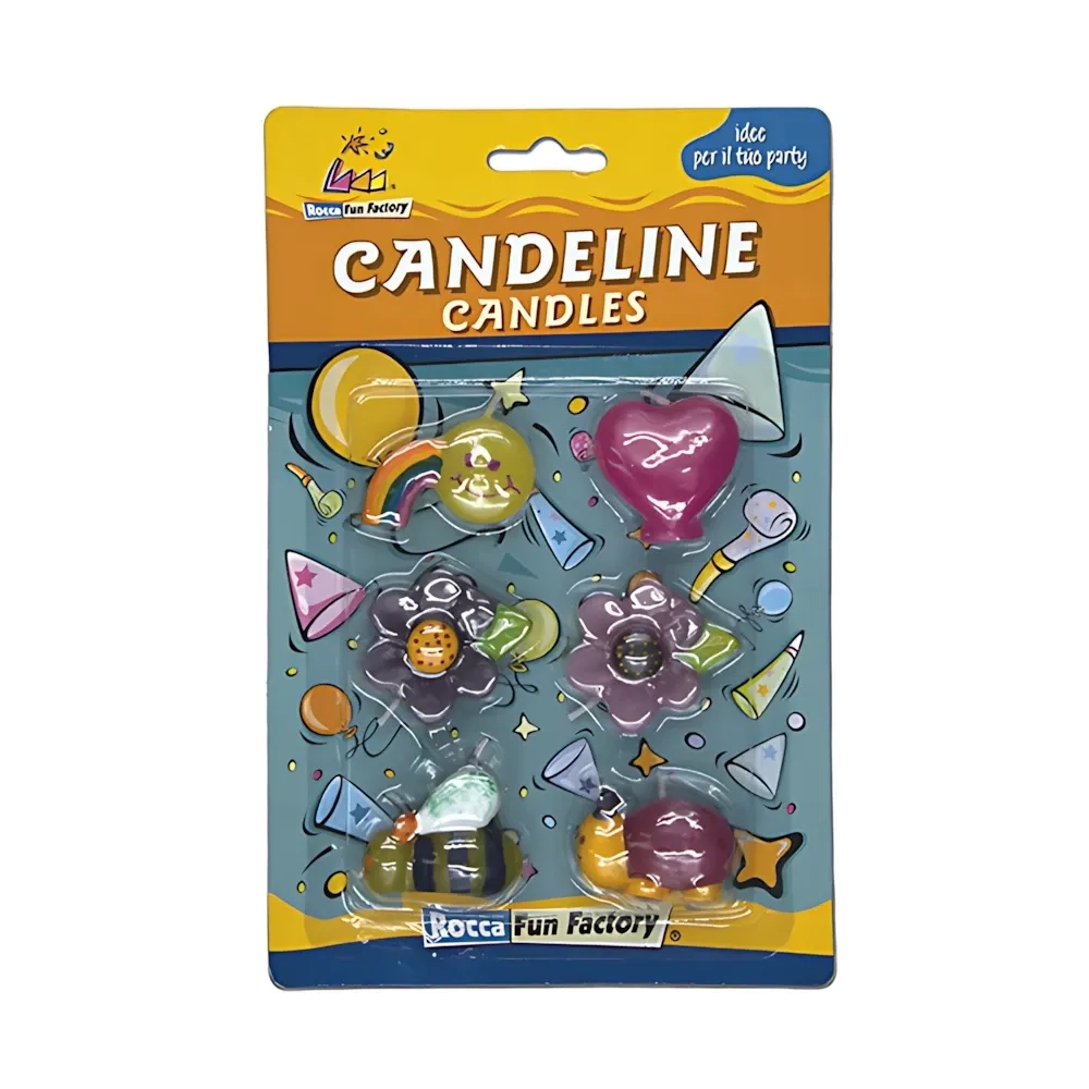 Candeline Sunshine, fiore cuore, ape, smile, 6pz.